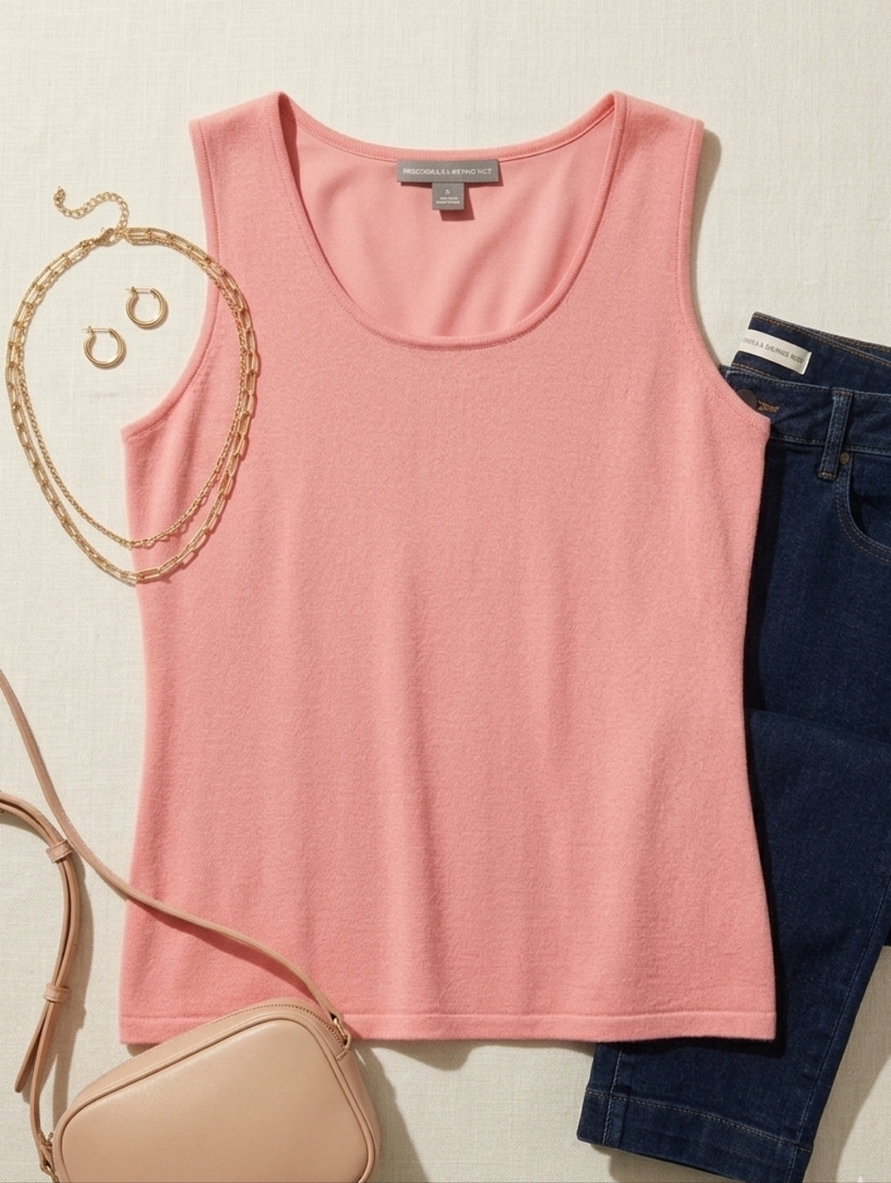 Beechers Brook XL‎ Coral Pink Tank Top Sleeveless Knit Soft Minimalist Basic